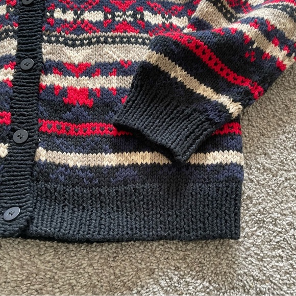 First Issue Hand Knit Cardigan Sweater Small Nordic Fair Isle Grandma Sweater - Picture 3 of 6